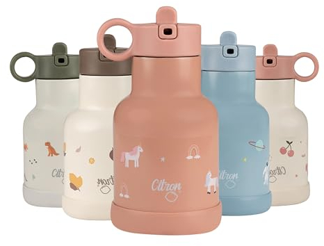 Citron Stainless Steel Insulated Water Bottle Kids 250ml – BPA & Lead-Free, Vacuum Seal Leak Proof Straw Lid, Kids Metal Water Bottle – Keeps Liquids Cold for 24 Hours & Hot for 12 Hours - 8.45 oz