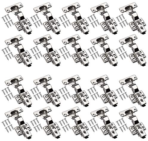 Neoteck Soft Close Cabinet Door Hinges 110 Degree Steel Kitchen Cabinet Cupboard Door Hinge Slow Shut Clip-On (Half Overlay -20pcs)