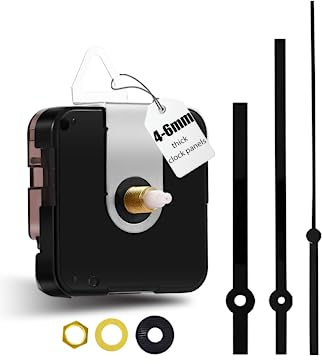 DEEWISH 12888 Mécanisme Horloge Murale Silencieux avec Aiguilles, mecanisme horloge pile, Remplacement DIY salon/pour Horloge Cuisine, Gesamtschaftlänge 17 mm, (Aiguilles Noires A)