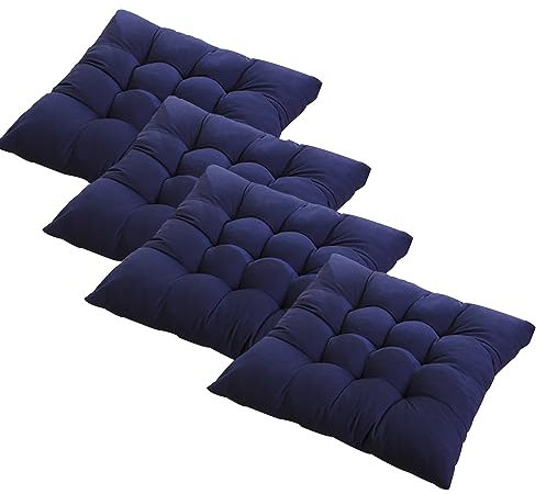 RUYICZB Großes Quadratisches Bodenkissen, Langlebig Verdickt Massives Sitzkissen Für Lounge Gartenmöbel Kordsamt Tatami-Kissen Für Yoga, Meditation Wohnzimmer Balkon Outdoor 45X45 cm,Blau