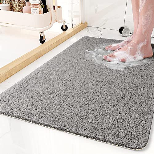 Grand tapis de douche, 50 x 80 cm, anti-moisissure, en luffa en PVC pour salle de bain, baignoire, tapis de sol antidérapant en luffa à l'intérieur, séchage rapide