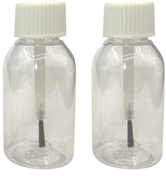 JIHUOO 10 flaconi vuoti in plastica da 30 ml, con applicatore a pennello, per ritocchi e smalti, con pennello, colore bianco