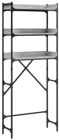 vidaXL Waschmaschinenregal, Waschmaschinenschrank mit viel Stauraum, Wasserbeständig Toilettenregal Verstellbare Beine, Standregal Badezimmer Regal Badmöbel, Grau Sonoma Holzwerkstoff