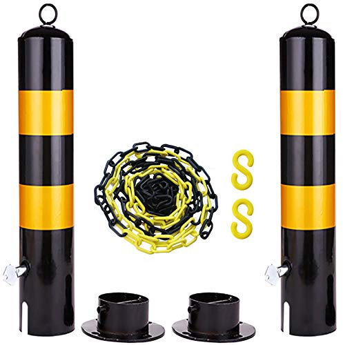 Stück Parksperre, Poller und Absperrkette, 5 m Set, Metallpfosten und Kunststoffkette, Parkpoller mit Aufhängering und beweglicher Basis (55 x 11,4 cm (21,7 x 6,3 Zoll)) (55 x 11,4 cm (21,7 x 6,3 Zol