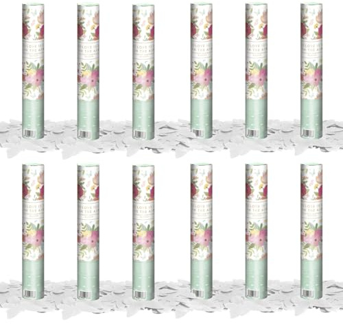 OH YEAH - 12 Uds Cañón Confeti Boda 30 cm - Cañones de Confeti Mariposas - Bodas - Papel Biodegradable - Celebraciones - Decoración Eventos - Gran Potencia de Alcance - Para Interiores y Exteriores