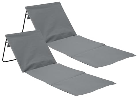 THINIA HOME Faltbare Strandmatte mit Rückenlehne, Stahl und Oxford-Gewebe, wasserdicht, schnell trocknend, tragbares Design, Rücktasche, Tragegriff, 2 Stück