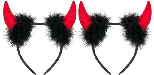 Scinzene Teufel kostüm, 2 Stück Teufelshörner, Halloween Haarreif, Accessoire für Frauen Männer Mädchen Cosplay