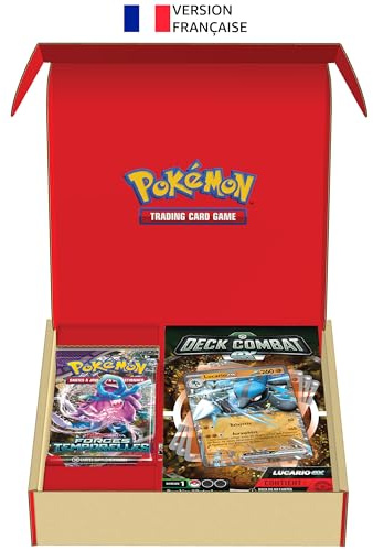 Pokémon Lucario-ex Deck Combat y Paquete de 2 Refuerzos, Multicolor, 4.4 cm x 17.15 cm x 0.1 cm (290-55963 : C : FR : 10 :)