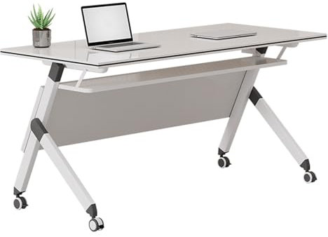 Mobiler klappbarer Konferenzraumtisch mit feststellbaren Rädern, rechteckiger Klapptisch, Trainingstisch, rollender Besprechungstisch (4 Stück, 120 x 40 x 75 cm)