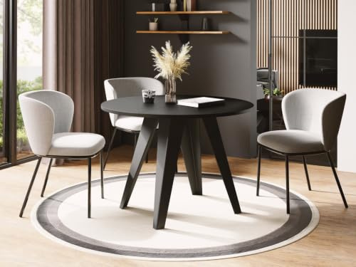 WFL GROUP Esstisch Glory im Industriestil - Modern, Rund - Ausziehbar von 90 cm bis 130 cm, mit Pulverbeschichteten Metallbeinen, Tisch für Kleine Küche - Schwarz