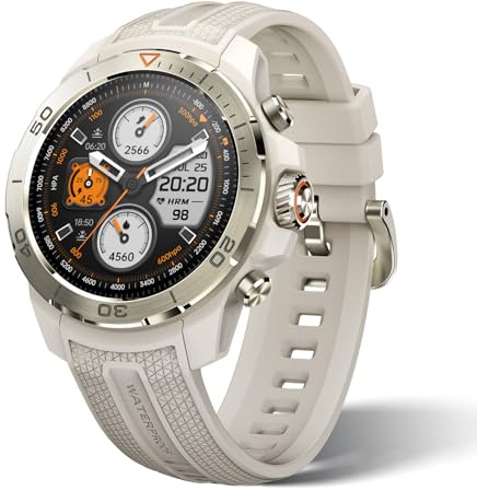 Mibro GS Explorer GPS Smart watch man women 1500nit AMOLED Fitness SmartWatch Bluetooth Sleeping Monitor Trajectory Tracker 10ATM Waterproof for ios and Android,60 Days Battery (Desert White)