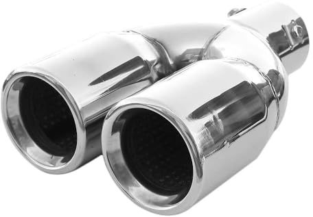 Rumplex Auspuffblende Doppelrohr Doppel Rund Edelstahl Sportauspuff Auspuff Endrohr Ende Endrohrblende Auspuffspitzen Endrohrblenden Schalldämpfer Spitze Universell Auspuffrohr Chrom Rostfrei