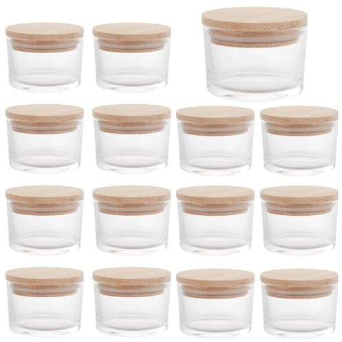 ASelected 15 Stück 4 OZ Klare Glas Kerzengläser mit Deckel Hochwertige Leere Kerzengläser Gläser für Kerzen für die Herstellung von Kerzen Gewürze Pulverbehälter