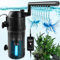 PTSBENCO Internal Fish Tank Filter, Aquarium Filter Pump with UV Steriliser 5 in 1 (400L/H 4W), Ultra Silent Biochemical Filtration Pump for 15-80L Aquariums, Flow Rate and Direction Adjustable