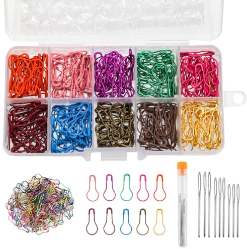 Bangbobi Juego de marcadores de Punto, 300 marcadores de Punto en 10 Colores, con 9 Agujas de Coser a Mano y Almacenamiento, prácticos Accesorios para Tejer y Crochet