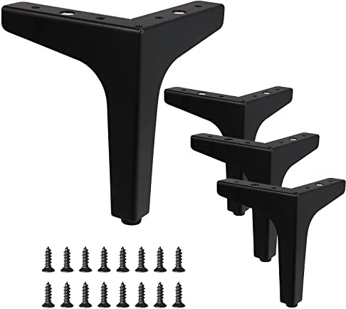 4 Stück Möbelfüße Schwarz, 13 cm Möbelfüße Metall, Schrankfüsse mit Schrauben, Ersatz Möbelbeine Belastbar Bis 800 KG, Metallfüße für Sofa,Couchtische,Schränke,TV-Schränke,Nachttisch,Schubladen