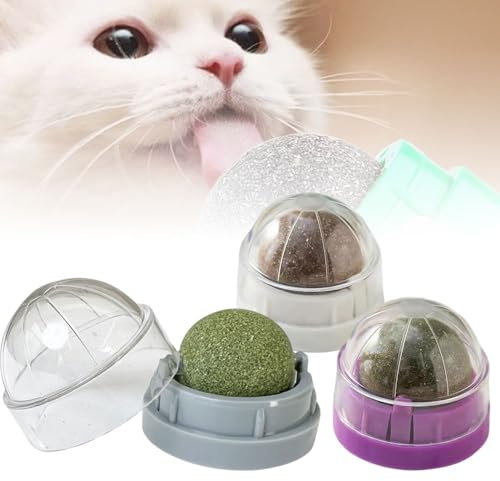 Matame Katzenminze Spielzeug,Baldrian Kissen für Katzen,Natürliches Katzenminze Ball Katzenminze Wandroller für Katzenlecken, Zahnreinigung Dentales Essbares Kätzchenspielzeug (#A-3PCS)