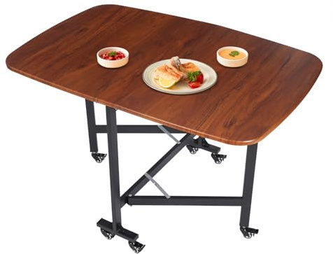 Tischgestell Faltbare Esstisch KüChentisch Tisch Untergestell Tischbeine Klappbar Edelstahl Arbeitstisch Schublade Faltbar Multifunktions Klappbarer GäRten Balkone Beweglich Klapptisch (Braun)