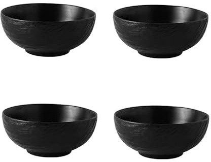 Saumo 4er Set Schalen aus Keramik – 300 ml, modernes Design in Schwarz, ideal für Müsli, Suppe, Snacks und Desserts – stilvoll für Zuhause, Büro und besondere Anlässe