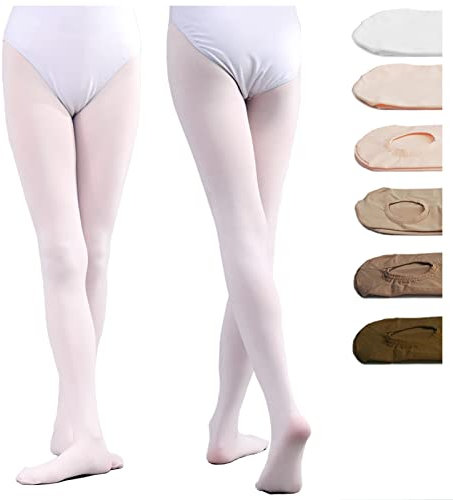 DANCEYOU 2 Paare Ballettstrumpfhose Tanzstrumpfhosen für Mädchen Kinder und Damen Weiß XL