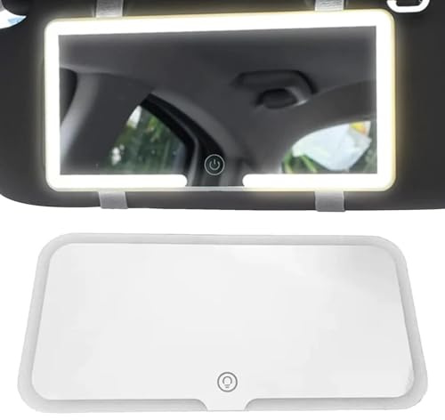 LED Car Vanity Mirror, Car LED Sun Visor Vanity Mirror With 3 Light Modes Dimmable Touch Control Makeup Mirror USB Charging Car Cosmetic Mirror Portable Travel Car Interior Accessories