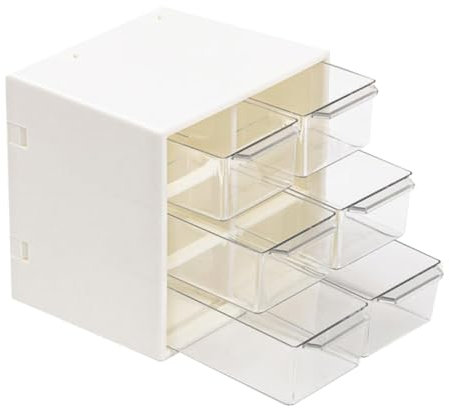 LALAFINA Caja De Almacenamiento Tipo Cajón Para Artículos Diversos Estuche De Almacenamiento Multicapa Caja De Escritorio Visible Blanca