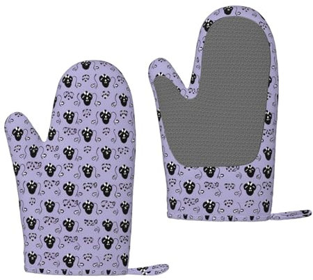 Haunted Mansion Oven Mitts Set of 2 Heat Resistant Silicone Oven Gloves with Soft Lining Non-Slip Kitchen Cooking Mitt Long Waterproof Potholders Kitchen Essentials