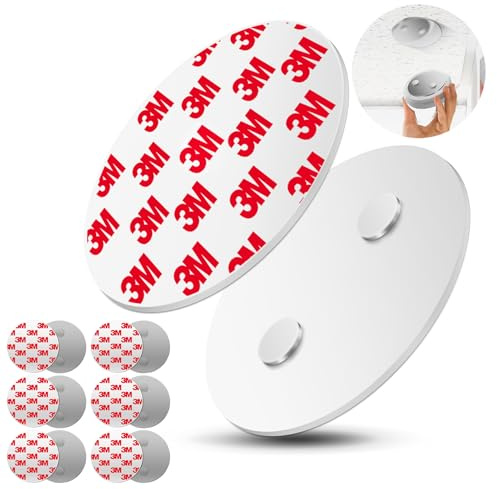 Magnethalterung für Sicherheitsmelder, 6 Stück Selbstklebende Magnethalterung für Rauchmelder Ø 70mm, Selbstklebende Magnetpads, 3M Klebepads mit Magnet Befestigung, Halter für Feuermelder, Gasmelder
