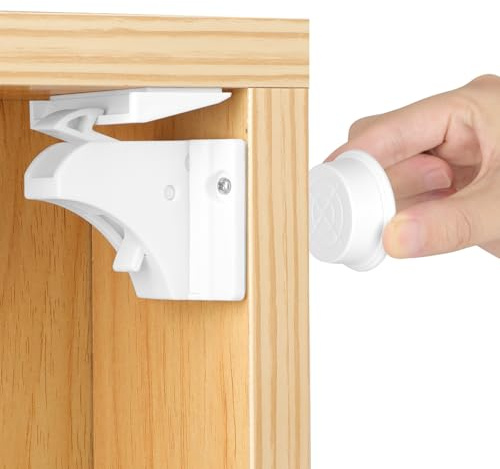 YOMKILU Magnetica Blocca Cassetti per Bambini, 15 Serrature + 3 Chiavi, Chiudi Cassetti Bambini Nessun Trapano Necessarioc, Invisibile Chiusura Cassetti per Armadietto Cassetto, Bianca