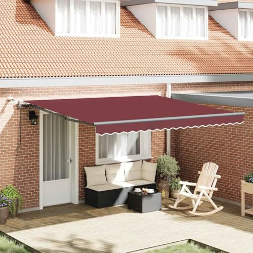 Tenda da Sole Automatica con LED, 400x300 cm, Tessuto Borgogna e Struttura Antracite, Telecomando e Sensore Vento, per Patio Giardino Balcone, Ombreggiatura UV