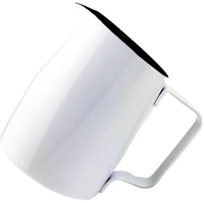 YUEKOPOU latas de espuma de leche, tazas de extracción Jarra de acero inoxidable for espumar leche for latte art, multicolor, 450-600 ml(White,600ml)