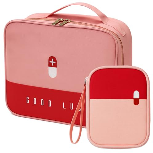 KELAV Reiseapotheke Tasche Wasserdicht 2 Stück, Medikamententasche Reiseapotheke Tasche Rosa, Klein Medikamententasche Reise für Home, Leer Medizinische Notfalltasche für Office Outdoor
