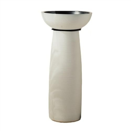 Vintage Lavabo De Tocador Redondo, Baño Pie, Con Base Cerámica Esmerilada, For Exteriores, Fácil Limpiar decorativo(E)