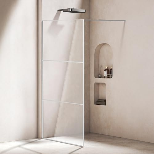 Eikuavons Walk In Duschabtrennung 100x200 cm Silber, dreiteiliges Rahmendesign, 5 mm ESG Glas mit Splitterschutz, flexibel beidseitig montierbar, geeignet für Boden/Duschtasse