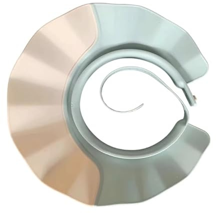 Cappello Doccia Bambini Proteggi Occhi e Orecchie Silicone Regolabile Cuffia Doccia Visiera Shampoo Bambini (Bianco panna + Blu)