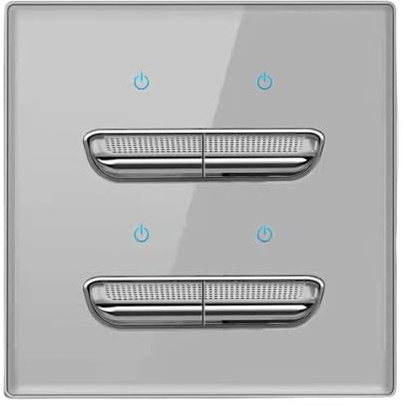 OOLA.DETAL Moderno panel de interruptores de reinicio de 86 mm con indicadores LED, placa de pared de vidrio endurecido, simple Intslls Home