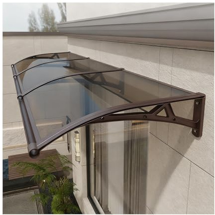 Stort böjt uteplatsskydd transparent regnskydd för dörrar, UV-skydd och solskydd, 60 cm x 440 cm (24 tum x 173,2 tum) perfekt utomhusmarkis för väderskydd.
