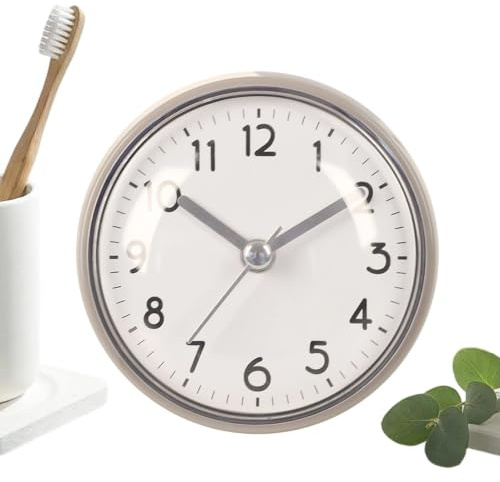 Opdestn Reloj de Baño Impermeable | A Prueba De Agua con Alarma Moderna A Pilas,Reloj Pequeño de Baño para Pared con Tamaño 7.5 cm - para Casa Oficina Dormitorio Sala Cocina Espejo Y Ducha