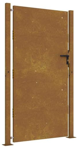Mhdvray Gartentor 110x180 cm Cortenstahl Rostoptik Abschließbares Zauntor mit Pfosten Breite verstellbar 104–106 cm Modernes Design für Garten Terrasse und Einfahrt