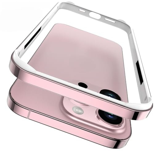 ZSUFCBF Custodia di lusso con cornice in silicone e paraurti in alluminio per iPhone 14 Plus 13 12 Mini 11 15 Pro Max 14pro XR XS, accessori rosa, per iPhone 14 Pro Max