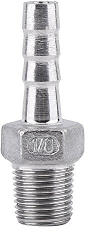 SS304 Conector de Manguera Racor de Tubería Adaptador de Manguera de Acero inoxidable Rosca BSP Macho(1/8 * 6mm)