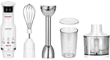 MPM MBL-28 Set de Batidora de Mano, Picadora Multiusos, Batidora Varilla, Velocidad Regulable, Vaso Picador 500ml, Vaso Mezclador 600ml, Sin BPA, 500W
