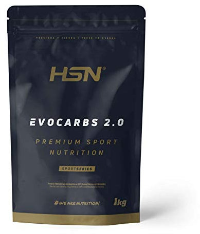 HSN Carbohidratos (Maltodextrina Dextrosa Fructosa) y Sales Minerales Evocarbs 2.0 | Neutro 1Kg | Bebida Isotónica en Polvo con Electrolitos | No Incluye Dosificador | Vegano, Sin Gluten
