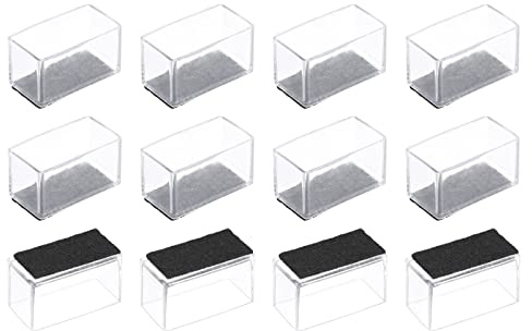 sourcing map Stuhlbein-Bodenschoner, rechteckig, PVC und Filz, Stuhlbein-Abdeckkappen für Hartholzböden, transparent, Weiß, 20 x 40 mm, 12 Stück