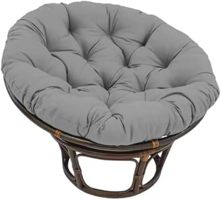 Papasansessel Kissen Sitzauflage, Rundes Stuhlkissen Wasserdicht, Papasan Sitzkissen, Polster Sitzpolster für Schwenksessel, Hängesessel für Garten Gartenmöbel Stuhlauflage, Dunkelgrau, 120 x 120 cm