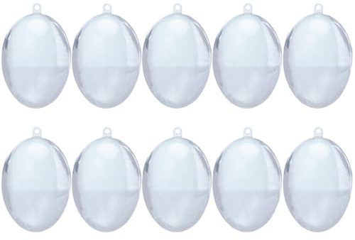 PRETYZOOM 10pcs Egg Decoration Box Fillable Easter Eggs Clear Ball Ornaments Plastic Candy Containers Easter Party Favor for Tree Decorations Spring Party Supplies
