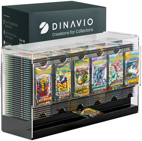 Dinavio Crafthouse Dispensador de 6 ranuras con base negra, se adapta a 240 paquetes de refuerzo para dispensar, compatible con potenciadores de tarjetas coleccionables TCG y potenciadores de tarjetas