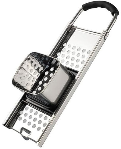 Edelstahl Spätzlereibe mit Auffangbehälter, Spätzlehobel Spätzlepresse Spätzlesieb 32,7 x 10,7 x 9 cm, Spülmaschinenfest, für Selbstgemachte Spätzle und Knöpfle