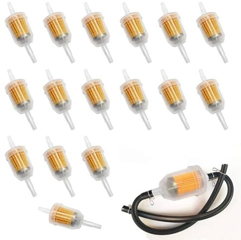 16 Pezzi Filtri Carburante Linea per Gas,Filtro Benzina 8 mm,Filtro In Linea Per Benzina Universale Per Moto Filtro Carburante Rapido Per Velocità Filtrazione Per Moto Scooter Generatore Tosaerba