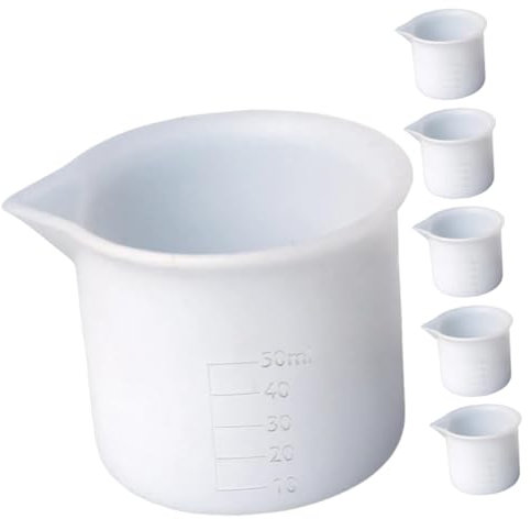 Gatuida Silicone Resin Measuring Cups 50ml with Scale for DIY Epoxy Resin Crafting Reusable Paint Mixing Cups Silicone Mixing Tool Set 6pcs